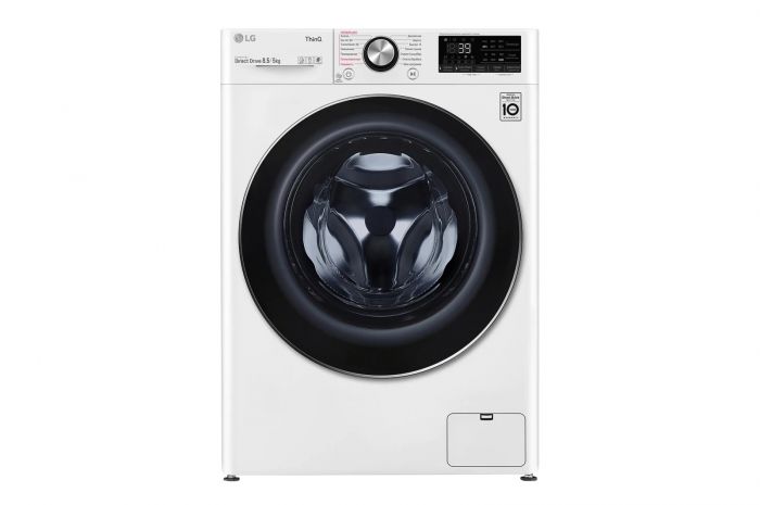 Прально-сушильна машина LG фронтальна, 8.5(5)кг, 1200, А, 47см, дисплей, пара, інвертор, білий