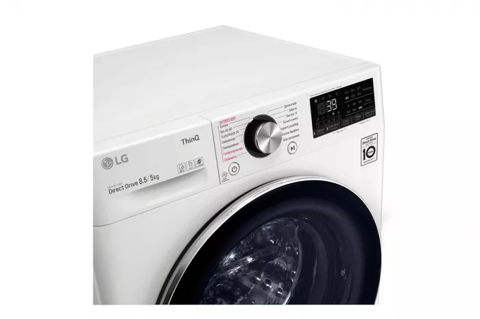 Прально-сушильна машина LG фронтальна, 8.5(5)кг, 1200, А, 47см, дисплей, пара, інвертор, білий