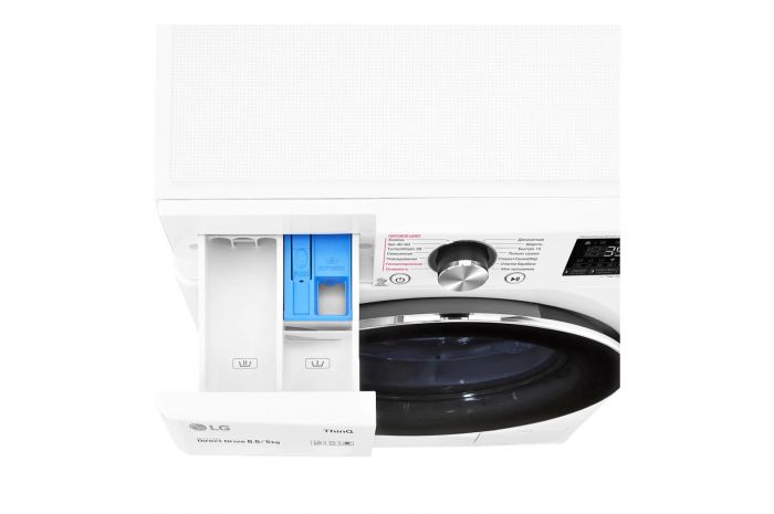 Прально-сушильна машина LG фронтальна, 8.5(5)кг, 1200, А, 47см, дисплей, пара, інвертор, білий