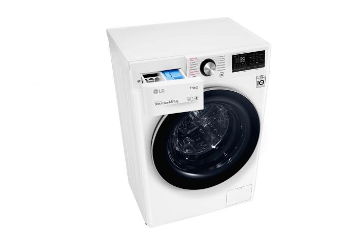 Прально-сушильна машина LG фронтальна, 8.5(5)кг, 1200, А, 47см, дисплей, пара, інвертор, білий