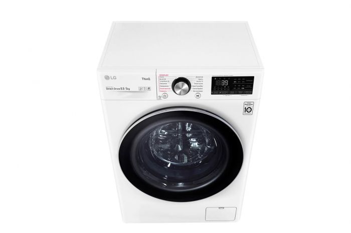 Прально-сушильна машина LG фронтальна, 8.5(5)кг, 1200, А, 47см, дисплей, пара, інвертор, білий