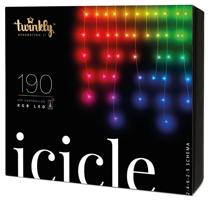 Гірлянда Smart LED Twinkly Icicle RGB 190, Gen II, IP44, довжина 5м, кабель прозорий