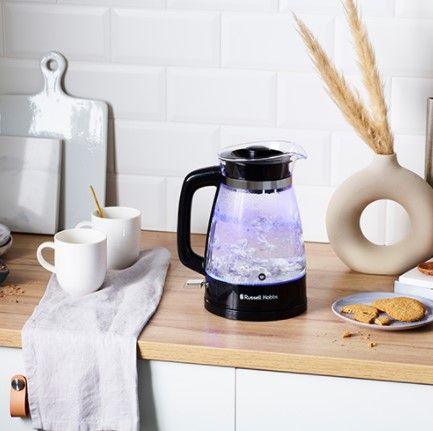 Електрочайник Russell Hobbs Hourglass 1.7л, скло, підсвічування, чорно-сріблястий