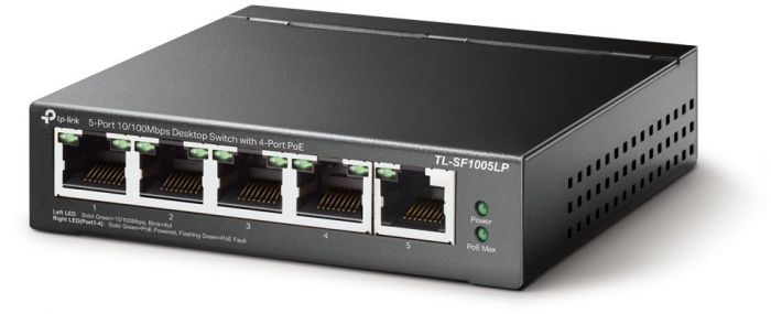 Комутатор TP-LINK TL-SF1005LP 5x1FE (4xPoE), 41Вт, Некерований