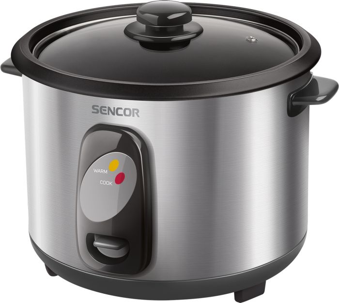 Рисоварка Sencor, 500Вт, чаша-1,5л, електр. керування , знімна кришка, нерж. сталь, сірий