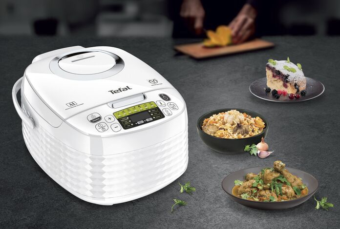 Мультиварка Tefal Spherical, 750Вт, чаша-5л, електронне керув., пластик, білий