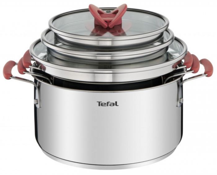 Набір посуду Tefal Opti Space, 6предметів, нержавіюча сталь, силікон, скло