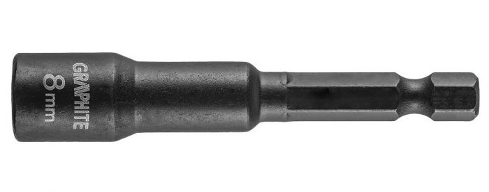 Головка торцева GRAPHITE, 1/4", ударна з магнітом, 8х65мм, сталь S2 Головка торцева GRAPHITE, 1/4", ударна з магнітом, 8х65мм, сталь S2