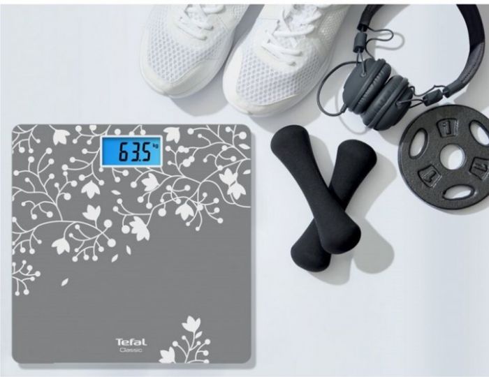 Ваги Tefal підлогові Classic Blossom, 160кг, AAAx2 немає у компл., скло, срібло
