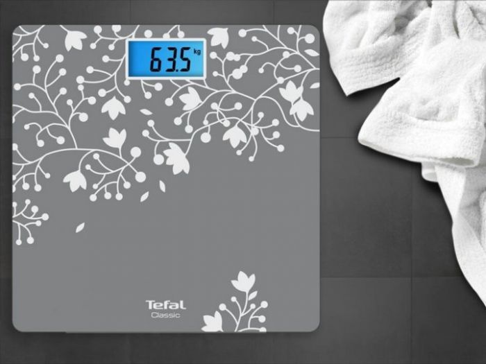 Ваги Tefal підлогові Classic Blossom, 160кг, AAAx2 немає у компл., скло, срібло