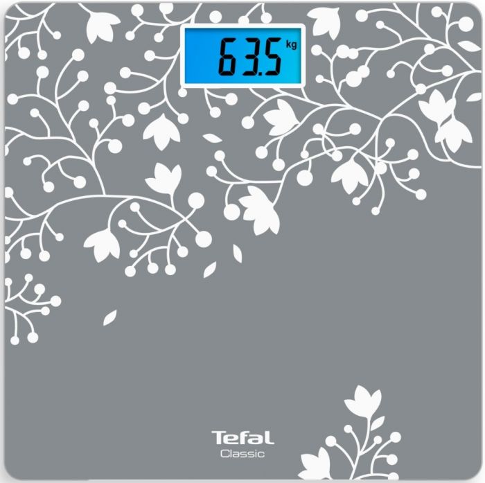 Ваги Tefal підлогові Classic Blossom, 160кг, AAAx2 немає у компл., скло, срібло