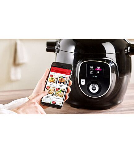Мультиварка-скороварка Tefal Cook4me+ Connect, 1600Вт, чаша-6л, електронне керув., пластик, чорний