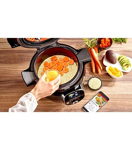 Мультиварка-скороварка Tefal Cook4me+ Connect, 1600Вт, чаша-6л, електронне керув., пластик, чорний