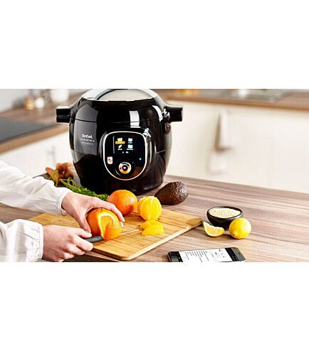 Мультиварка-скороварка Tefal Cook4me+ Connect, 1600Вт, чаша-6л, електронне керув., пластик, чорний