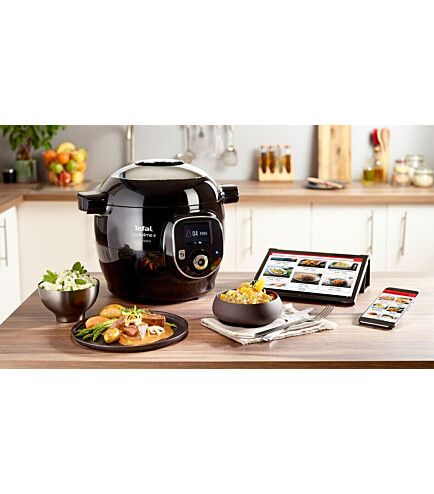 Мультиварка-скороварка Tefal Cook4me+ Connect, 1600Вт, чаша-6л, електронне керув., пластик, чорний