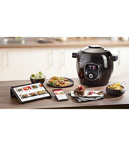 Мультиварка-скороварка Tefal Cook4me+ Connect, 1600Вт, чаша-6л, електронне керув., пластик, чорний
