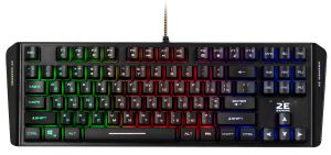 Клавіатура мембранна 2E GAMING KG355 87key, USB-A, EN/UA/RU, LED, чорний