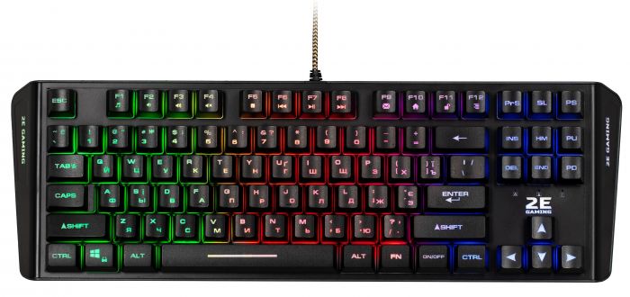 Клавіатура мембранна 2E GAMING KG355 87key, USB-A, EN/UA/RU, LED, чорний