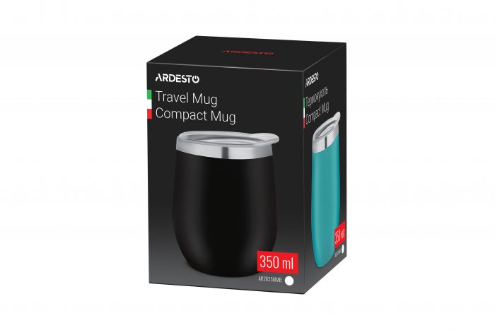 Термокухоль Ardesto Compact Mug, 350мл, нержавіюча сталь, чорний