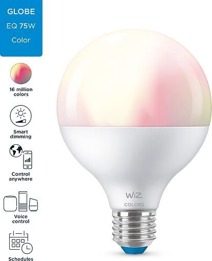 Лампа WiZ LED E27 11Вт 2200-6500K 1055Лм G95 RGB Wi-Fi розумна