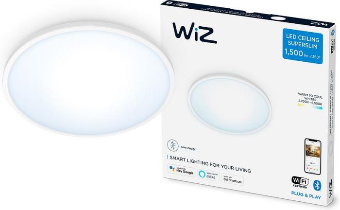 Світильник стельовий розумний WiZ SuperSlim Ceiling, 16W, 1500lm, 29,2см, 2700-6500K, Wi-Fi, білий