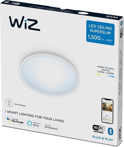 Світильник стельовий розумний WiZ SuperSlim Ceiling, 16W, 1500lm, 29,2см, 2700-6500K, Wi-Fi, білий