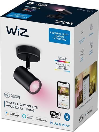 Світильник точковий накладний розумний WiZ IMAGEO Spots, 1х5W, 2200-6500K, RGB, Wi-Fi, чорний