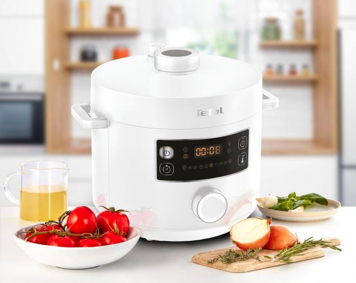 Мультиварка-скороварка Tefal Turbo Cuisine , 1000Вт, чаша-4.8л, механічне керув., пластик, білий