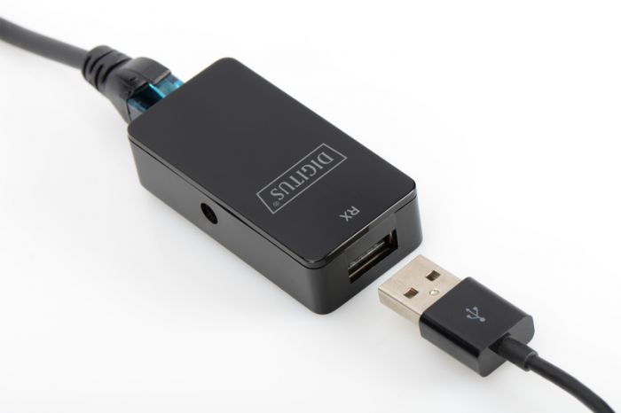 Подовжувач DIGITUS USB, USB 2.0, для використання з кабелем Cat5/5e/6 UTP, STP або SFT, до 50 м, чорний