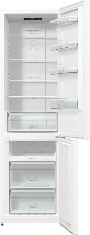 Холодильник з нижн. мороз. камерою Gorenje, 200х60х60см, 2 двері, 235( 96)л, А+, NoFrost+ , Зона св-ті, LED Диспл внутр, ,білий