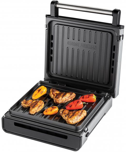 Гриль George Foreman прижимний Smokeless Grill 1575Вт, темп. режимів-1, з`ємні пластини, пластик, чорний