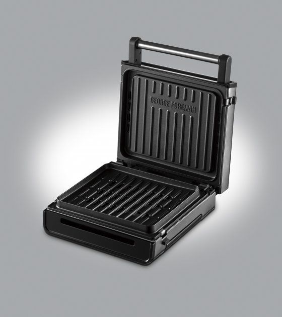 Гриль George Foreman прижимний Smokeless Grill 1575Вт, темп. режимів-1, з`ємні пластини, пластик, чорний