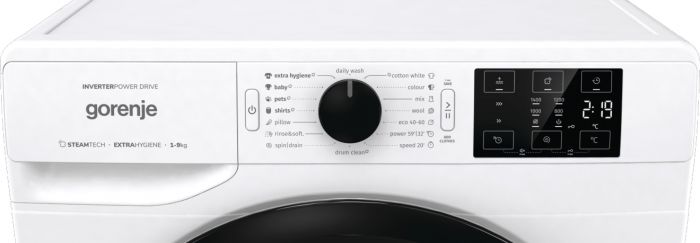 Пральна машина Gorenje фронтальна, 9кг, 1400, A+++, 60см, дисплей, пара, інвертор, білий