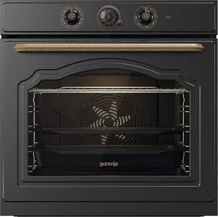 Духова шафа Gorenje електрична, 77л, A+, пара, дисплей, чорний