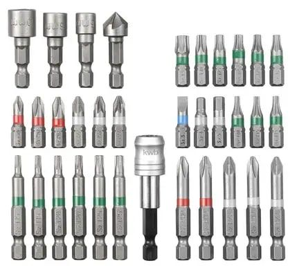Біти Einhell KWB, 1/4", бітотримач, торцеві головки 3шт, зенківка, SL,PH,PZ,H,T, кейс набір 34шт