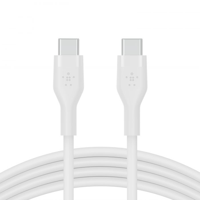 Кабель USB-C > USB-C заряджання/синхронізації Belkin 2м, 60Вт, Type-C, силіконовий з кліпсою, білий