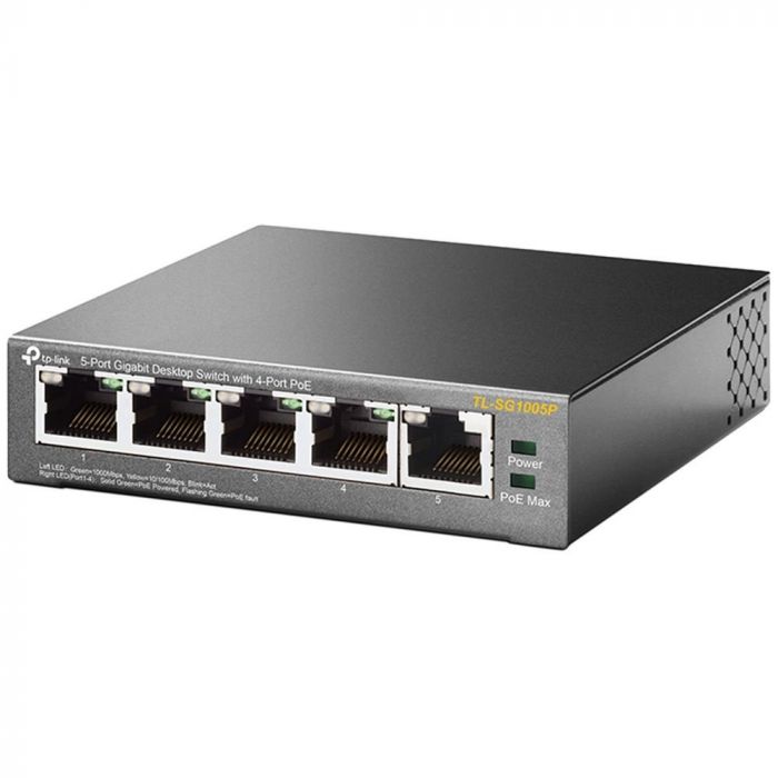 Комутатор TP-LINK TL-SG1005P 5xGE (4xPoE), 56Вт, Некерований