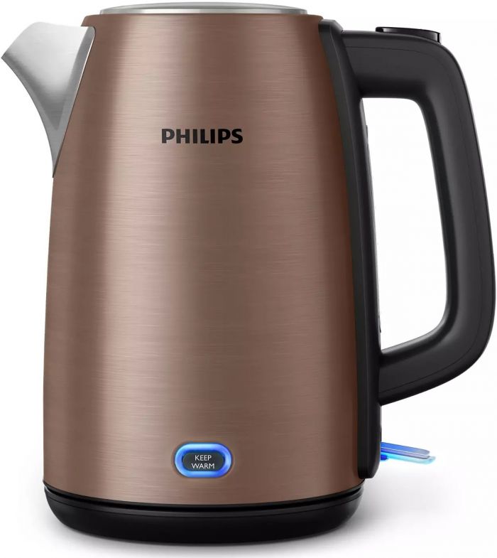 Електрочайник Philips Viva Collection 1.7л, метал, LED підсвітка, мідно-чорний