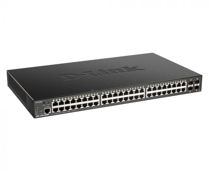 Комутатор D-Link DGS-1250-52XMP 48xGE PoE, 4xSFP+, 370W, Smart