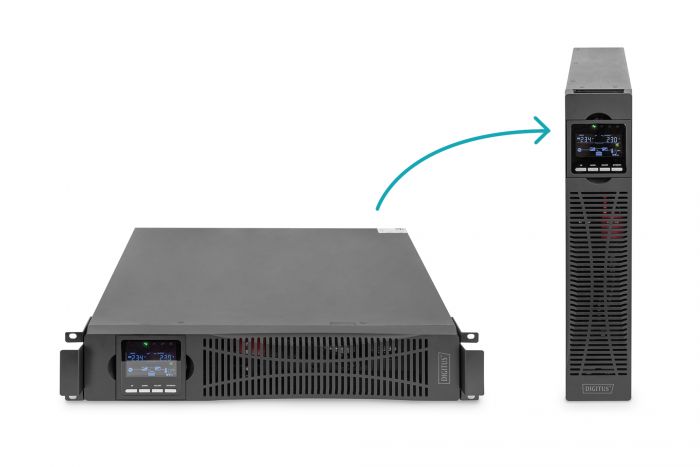 Джерело безперебійного живлення DIGITUS 3000VA/3000W, RTU2, LCD, RJ45, RS232, USB, 8xC13+1xC19