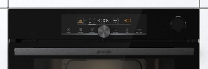 Духова шафа Gorenje електрична, 77л, A+, пара, дисплей, чорний