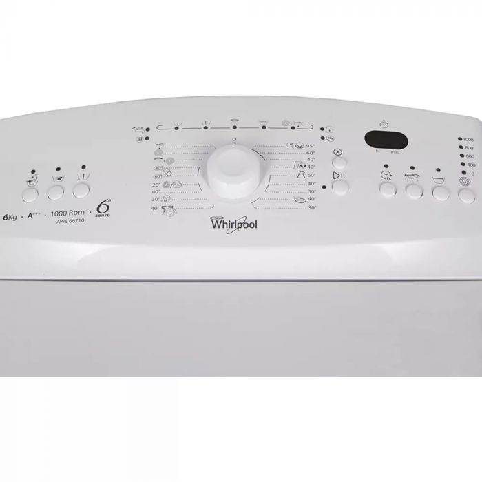 Пральна машина Whirlpool вертикальна, 6кг, 1000, A+++, 60см, дисплей, білий