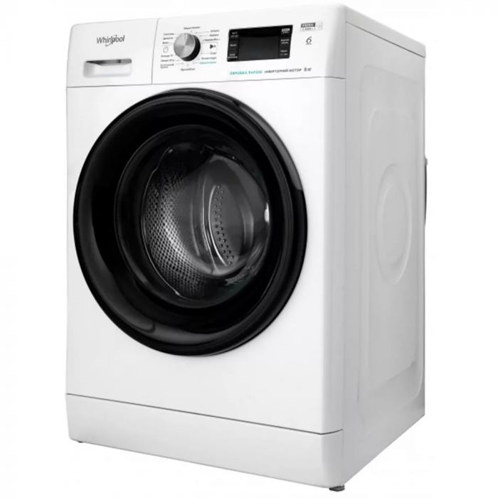 Пральна машина Whirlpool фронтальна, 8кг, 1200, A+++, 60см, дисплей, пара, інвертор, люк чорний, білий