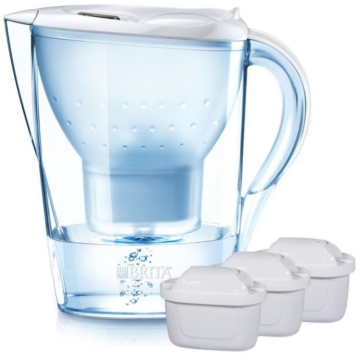 Фільтр-глечик Brita Marella Memo 2.4л (1.4л очищеної води) з фільтр-картриджем 3шт, білий