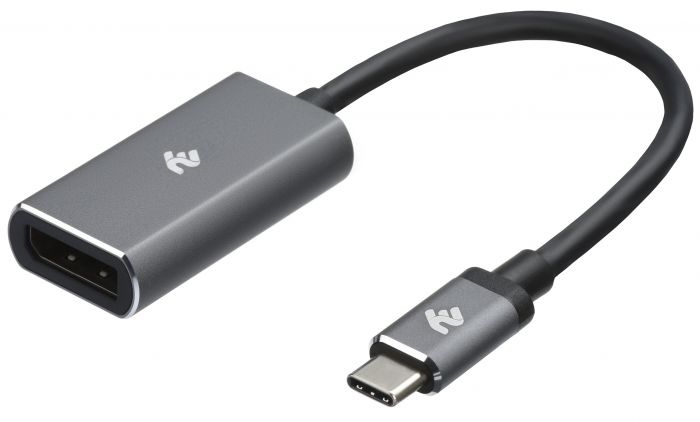 Адаптер 2Е USB-C > DisplayPort, 0.2м, сірий