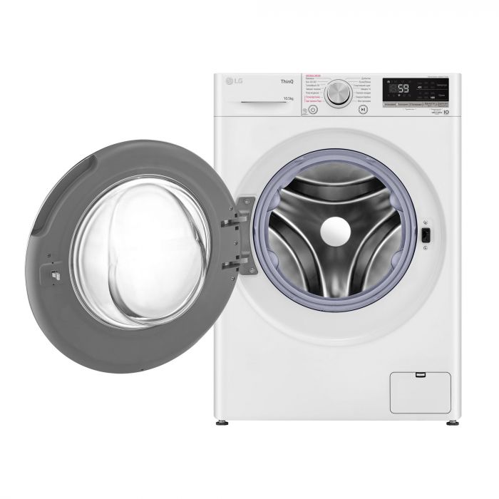 Пральна машина LG фронтальна, 10.5кг, 1400, A+++, 57см, дисплей, пара, інвертор, білий