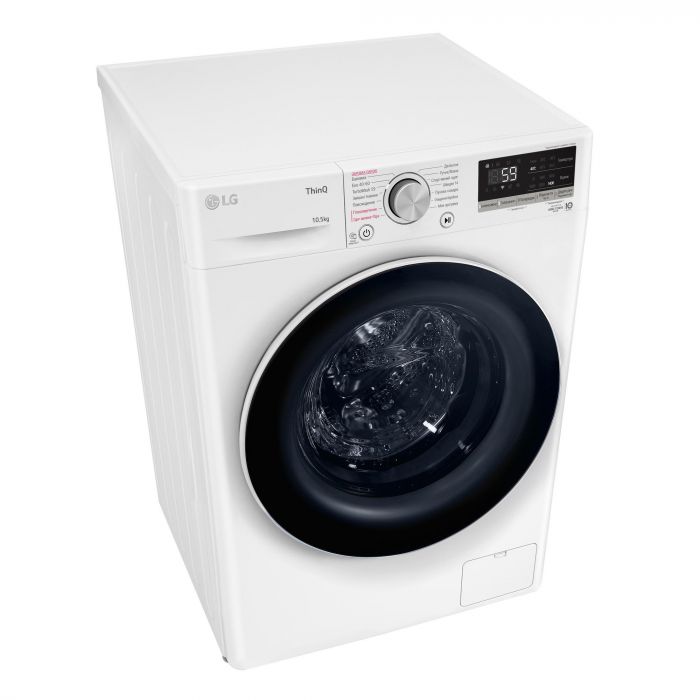 Пральна машина LG фронтальна, 10.5кг, 1400, A+++, 57см, дисплей, пара, інвертор, білий