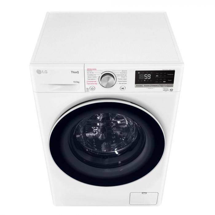 Пральна машина LG фронтальна, 10.5кг, 1400, A+++, 57см, дисплей, пара, інвертор, білий