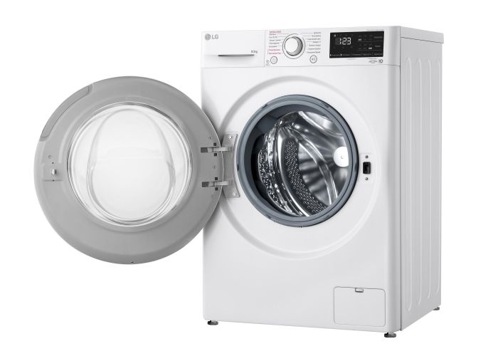 Пральна машина LG фронтальна, 8.5кг, 1200, A+++, 48см, дисплей, пара, інвертор, білий