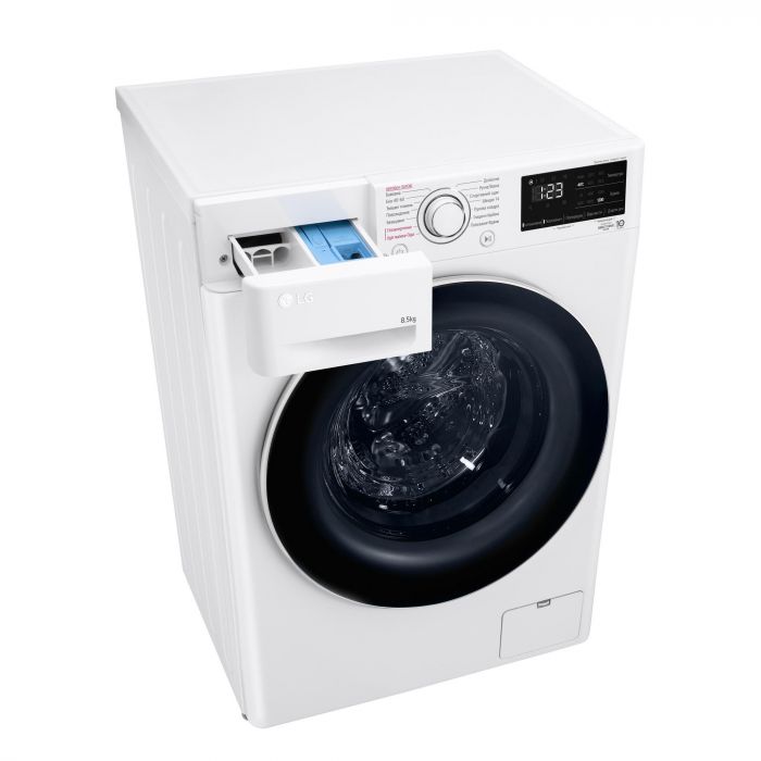 Пральна машина LG фронтальна, 8.5кг, 1200, A+++, 48см, дисплей, пара, інвертор, білий